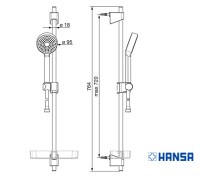 MEDIDAS SET BARRA DUCHA BASICJET HANSA